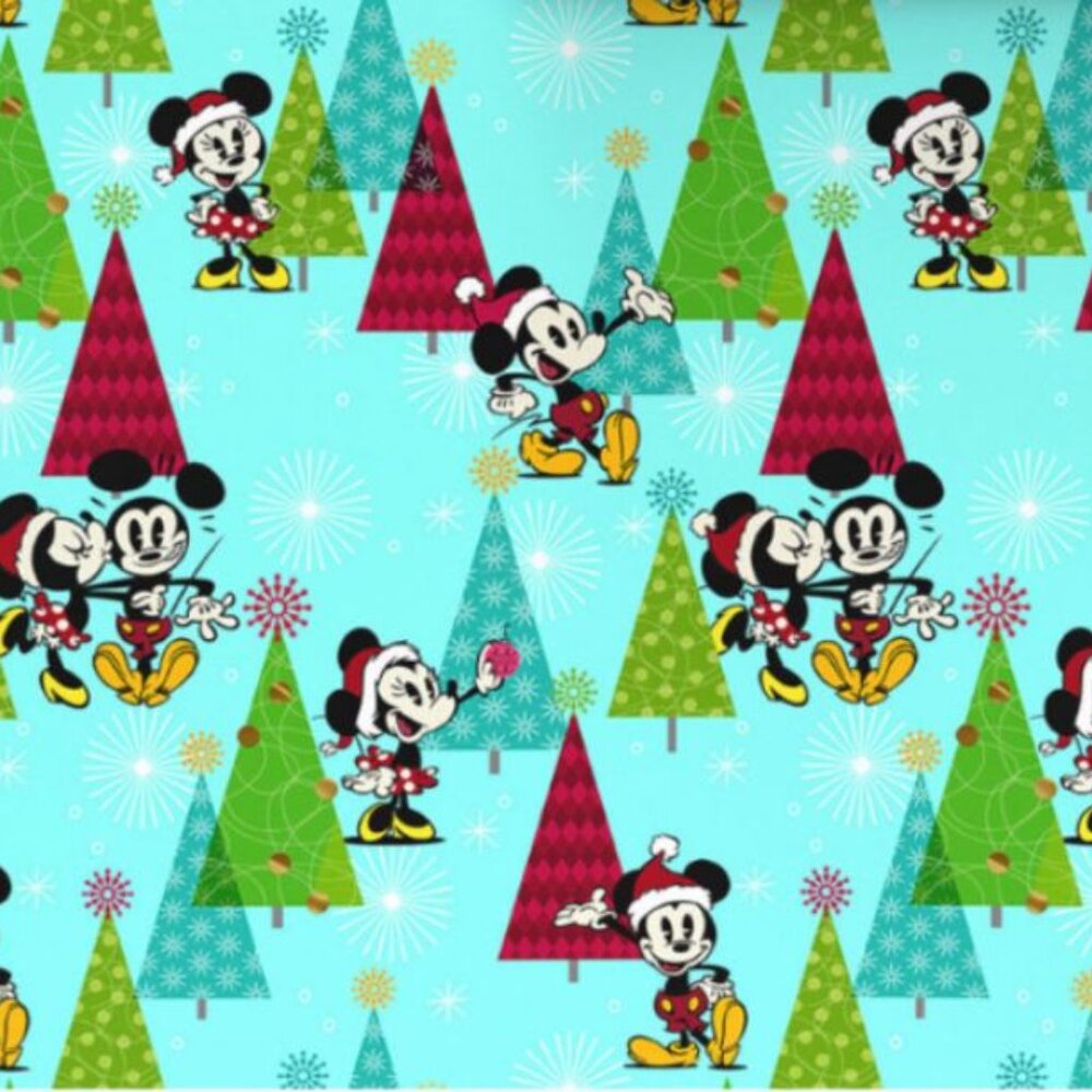 Hallmark Wrapping Paper Christmas Disney Mickey Minnie Mouse Trees Blue 25 sq ft